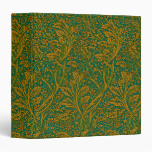William Morris Arcadia Floral Pattern Green Golden 3 Ring Binder