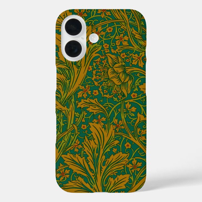 William Morris Arcadia Floral Pattern Green Golden Case-Mate iPhone Case (Back)