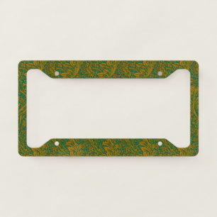 William Morris Arcadia Floral Pattern Green Golden License Plate Frame