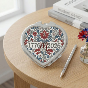 William Morris Art 1776 to 2026 Monogram Patriotic Compact Mirror