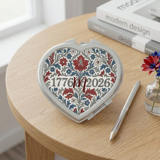 William Morris Art 1776 to 2026 Monogram Patriotic Compact Mirror