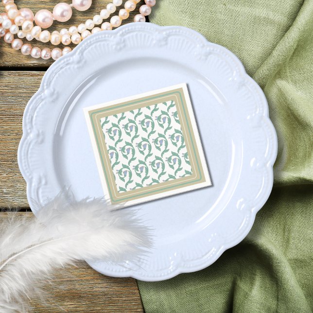 William Morris Art Deco Floral Green Vines Napkins (Creator Uploaded)