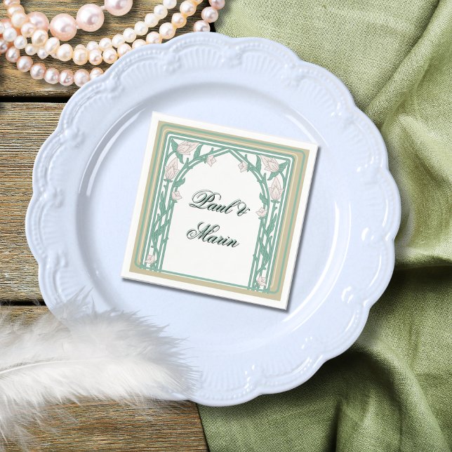 William Morris Art Deco Floral Green Vines Napkins (Creator Uploaded)