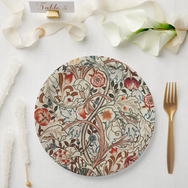 William Morris art design floral paper plates (Wedding)