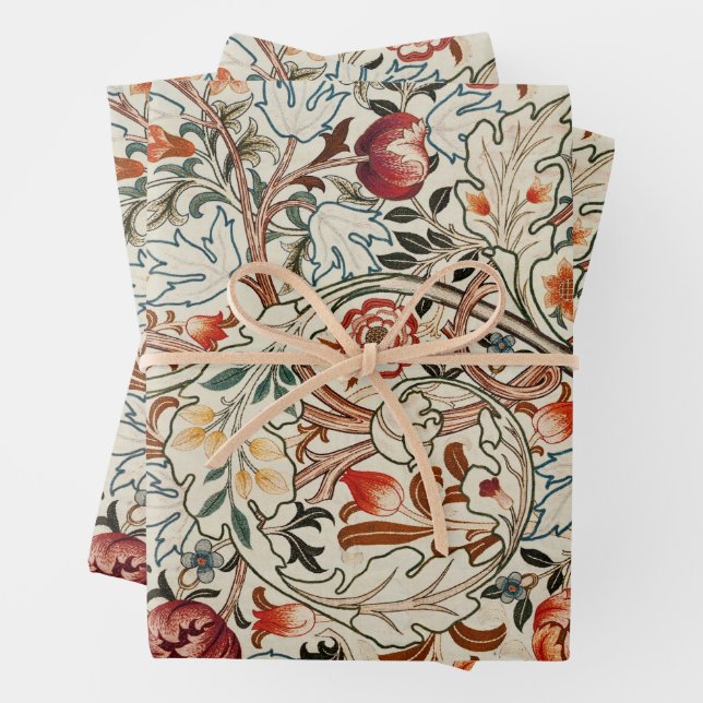 William Morris art floral colorful wrapping paper  (In situ)