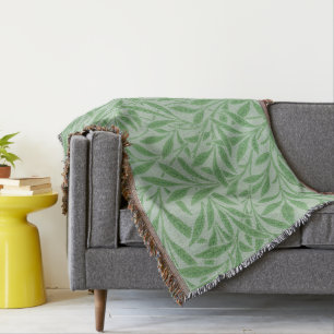 William Morris art green willow blanket