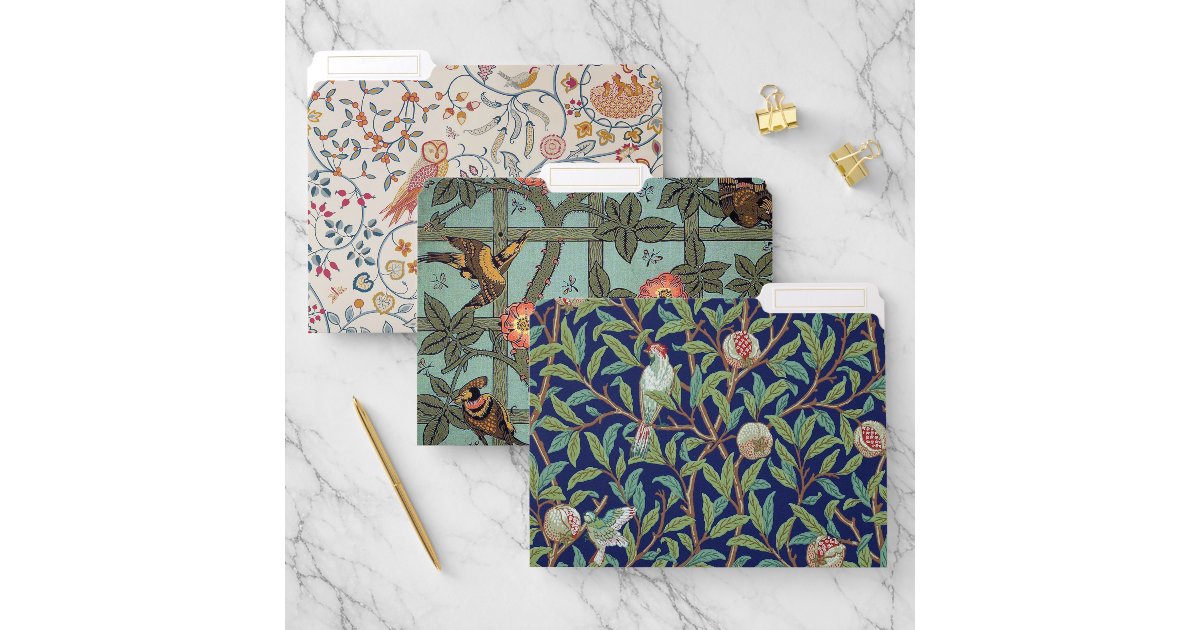 William Morris, Art Nouveau Birds File Folder | Zazzle