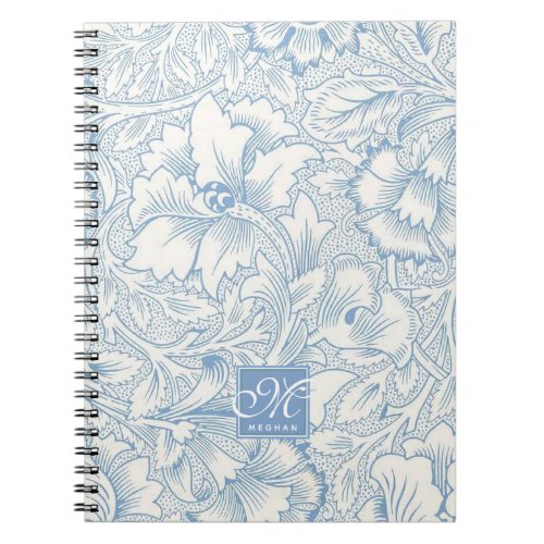William Morris Art Nouveau Blue Acanthus Monogram Notebook