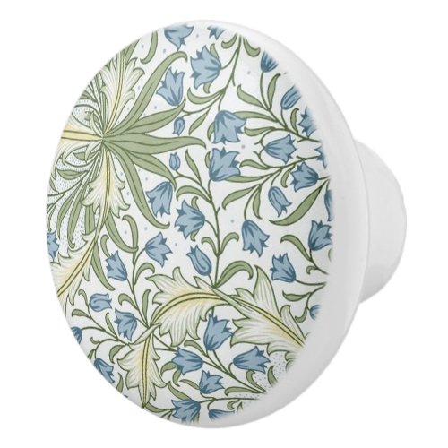 William Morris _ Art Nouveau Blue Bellflowers Ceramic Knob