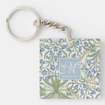 William Morris Art Nouveau Blue Bellfower Monogram