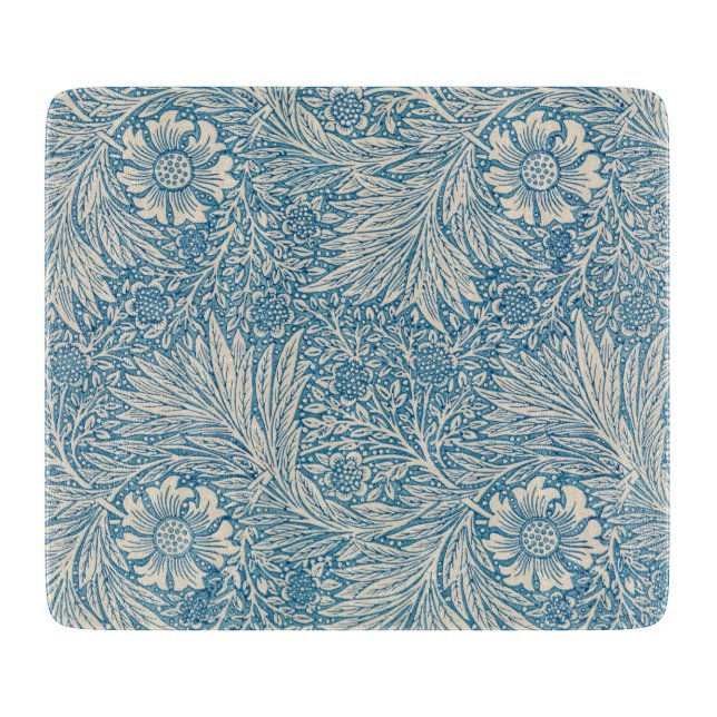 William Morris - Art Nouveau Blue Marigold  Cutting Board (Front)