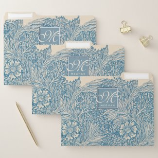 William Morris, Art Nouveau Blue Marigold Monogram