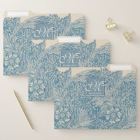 William Morris, Art Nouveau Blue Marigold Monogram File Folder