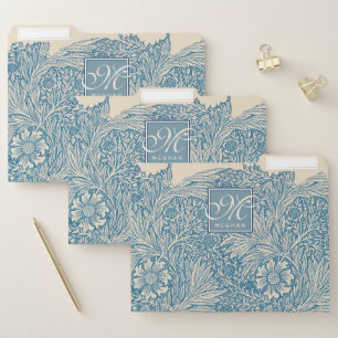 William Morris, Art Nouveau Blue Marigold Monogram File Folder