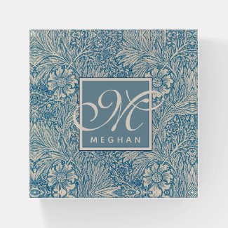William Morris, Art Nouveau Blue Marigold Monogram Paperweight