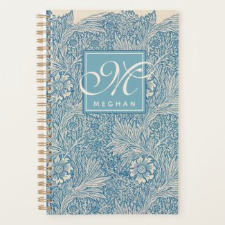 William Morris, Art Nouveau Blue Marigold Monogram Planner