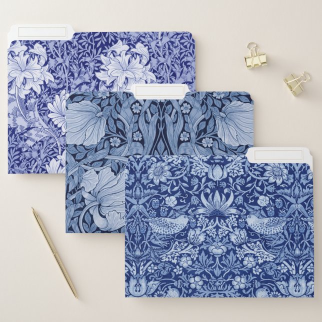 William Morris, Art Nouveau, Blue Monotone File Folder (Set)