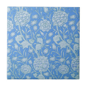 William Morris - Art Nouveau Blue Wild Tulips Ceramic Tile