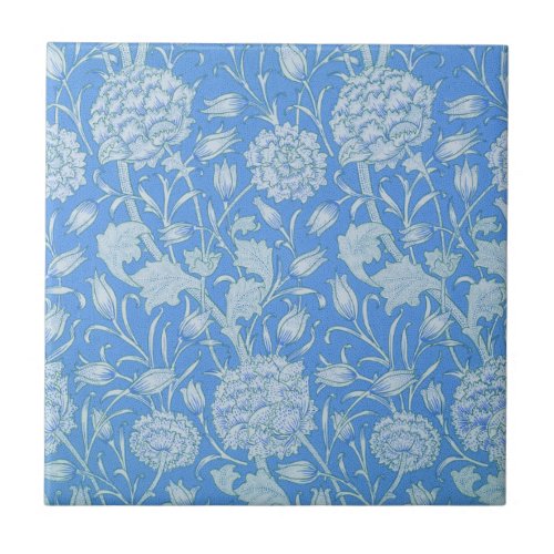 William Morris _ Art Nouveau Blue Wild Tulips Ceramic Tile