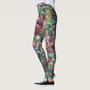 William Morris Art Nouveau Calico Chintz Pattern Leggings