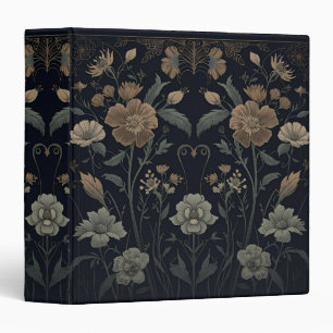 William Morris Art Nouveau Dark Aesthetic floral 3 Ring Binder