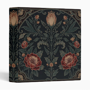 William Morris Art Nouveau Dark Aesthetic floral  3 Ring Binder