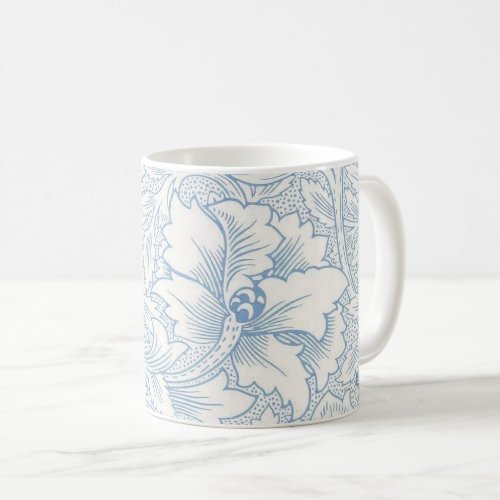 William Morris Art Nouveau Elegant Blue Acanthus Coffee Mug
