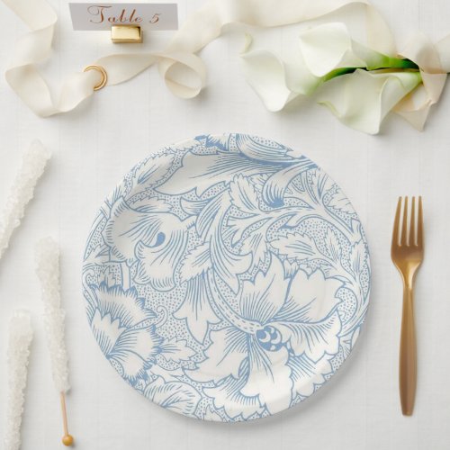William Morris Art Nouveau Elegant Blue Acanthus Paper Plates