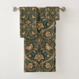 William Morris Art Nouveau Floral foliage Pattern Bath Towel Set