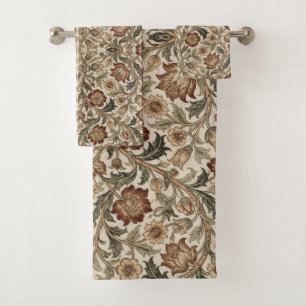 William Morris  Art Nouveau Floral foliage Pattern Bath Towel Set