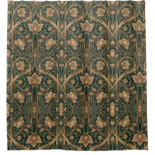 William Morris Art Nouveau Floral foliage Pattern Shower Curtain