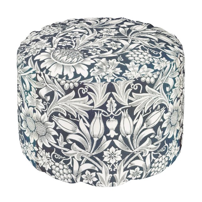 William Morris, Art Nouveau, Floral Pattern Pouf (Angled Back)