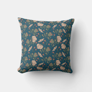 William Morris art nouveau floral tendrils blue  Throw Pillow