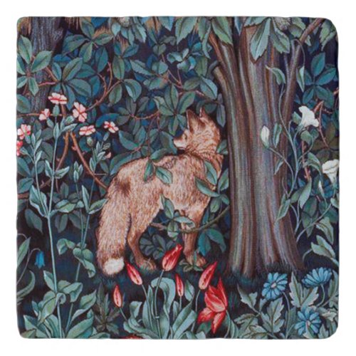 William Morris Art Nouveau Fox in The Forest Trivet