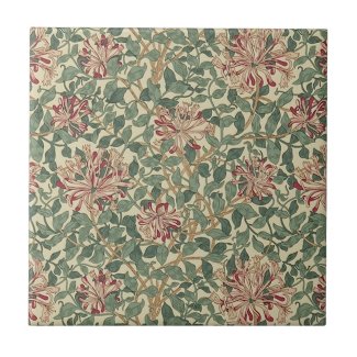 William Morris - Art Nouveau Honeysuckle & Leaves Ceramic Tile