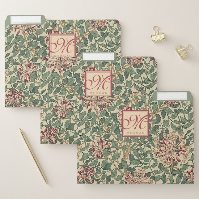 William Morris, Art Nouveau Honeysuckle - Monogram File Folder (Set)