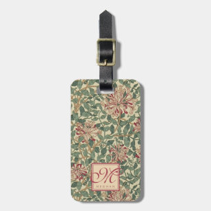 William Morris, Art Nouveau Honeysuckle - Monogram Luggage Tag