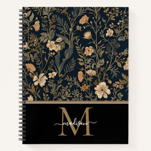William Morris Art Nouveau Monogram floral Notebook