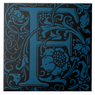 William Morris Art Nouveau Monogrammed Letter F Ceramic Tile