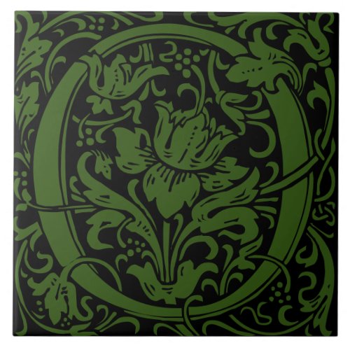 William Morris Art Nouveau Monogrammed Letter O Ceramic Tile