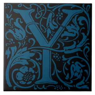 William Morris Art Nouveau Monogrammed Letter Y Ceramic Tile