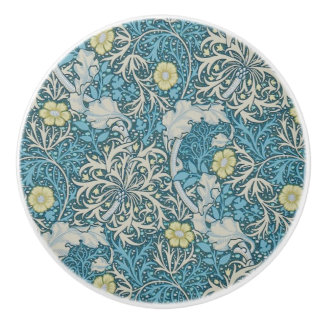 William Morris,art nouveau pattern, seaweed,blue,f Ceramic Knob