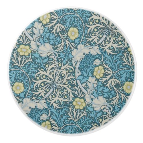 William Morrisart nouveau pattern seaweedbluef Ceramic Knob