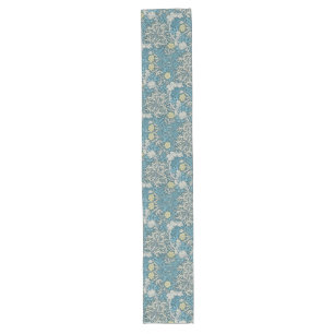 William Morris,art nouveau pattern, seaweed,blue,f Long Table Runner