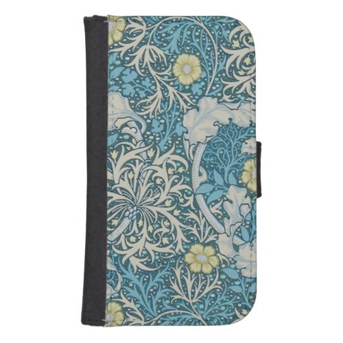 William Morrisart nouveau pattern seaweedbluef Galaxy S4 Wallet Case