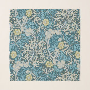 William Morris,art nouveau pattern, seaweed,blue,f Scarf