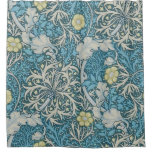 William Morris,art nouveau pattern, seaweed,blue,f Shower Curtain