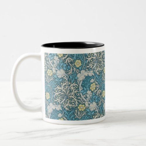 William Morrisart nouveau pattern seaweedblue Two_Tone Coffee Mug