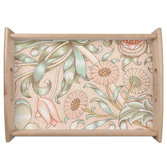 William Morris - Art Nouveau Peach Pink Flowers Serving Tray (Front)
