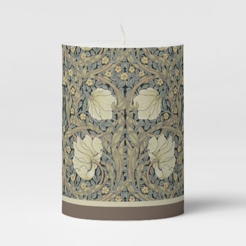 William Morris Art Nouveau Pimpernel Flowers Pillar Candle